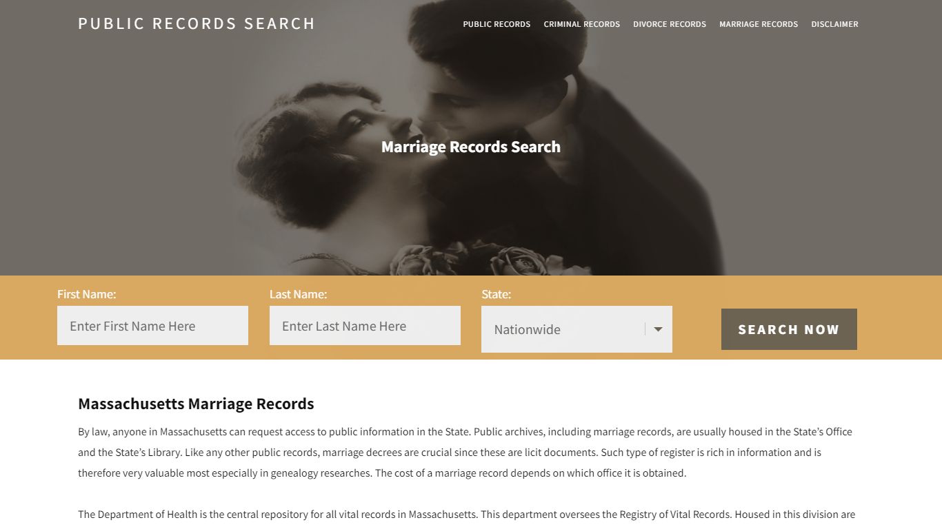 Massachusetts Marriage Records | Enter Name and ... - Public Records Search